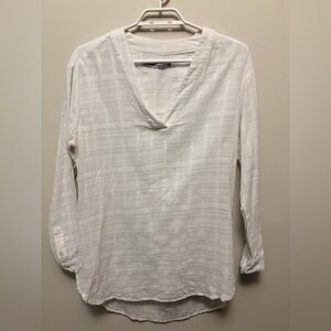 WOMAN Brand White V-Neck Textured Cotton Tunic Top
